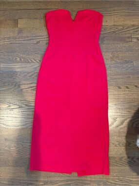 Ramy Brook Julie Strapless Hot Pink Midi Dress